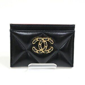 CHANEL Chanel 19 Card Case Lambskin Black AP1167